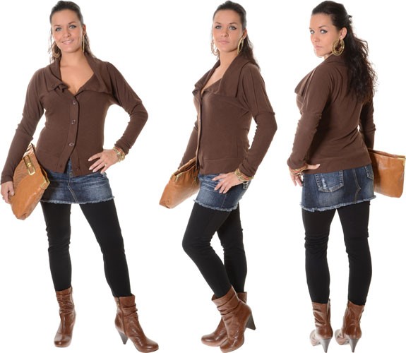 Strickjacke mit breitem Kragen