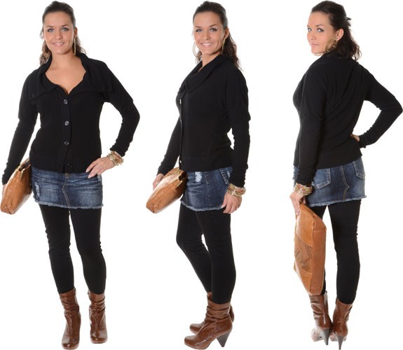 Strickjacke mit breitem Kragen