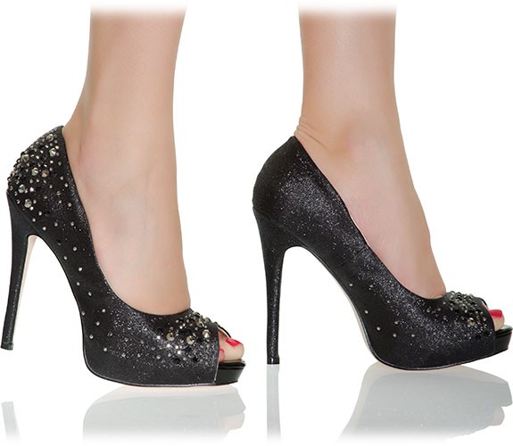 Funkelnde Peeptoes mit Glitzersteinchen