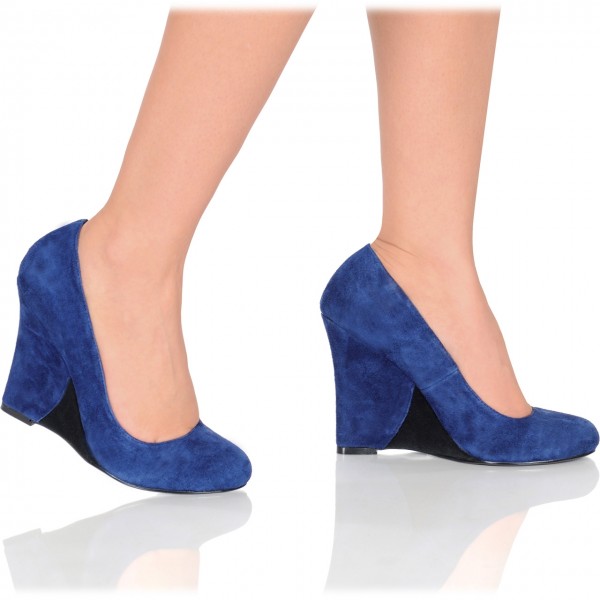 High Heel Keilpumps aus Wildleder