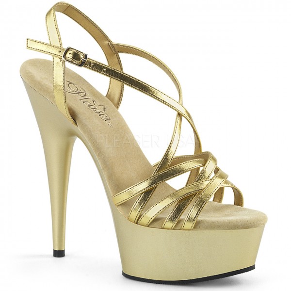 Platform Strappy High Heel Sandals in Metallic and Patent