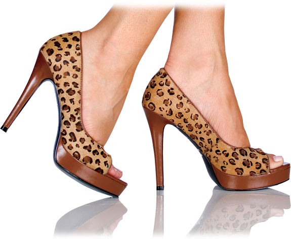 Leopard Peep Toe Sandalen mit Mini Plateau