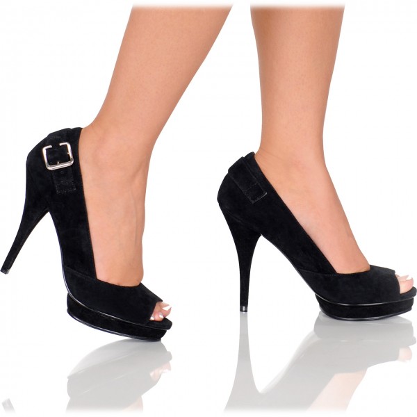 High Heels Peep-Toes aus Wildleder mit Schnalle