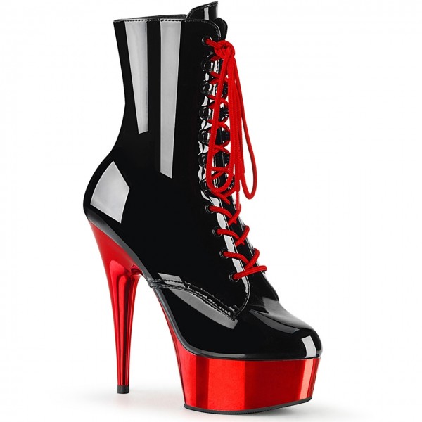 High Heel Plateau Stiefeletten geschnürt aus Echtleder