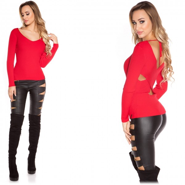 Feinstrickpullover mit verführerischem V-Rückenausschnitt