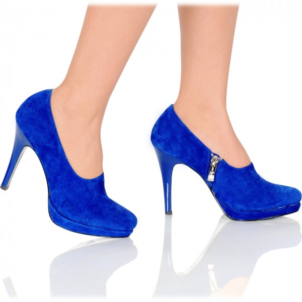 Elegante High Heel Pumps aus Velours und Glattleder