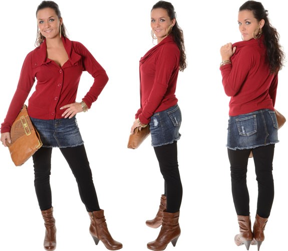 Strickjacke mit breitem Kragen