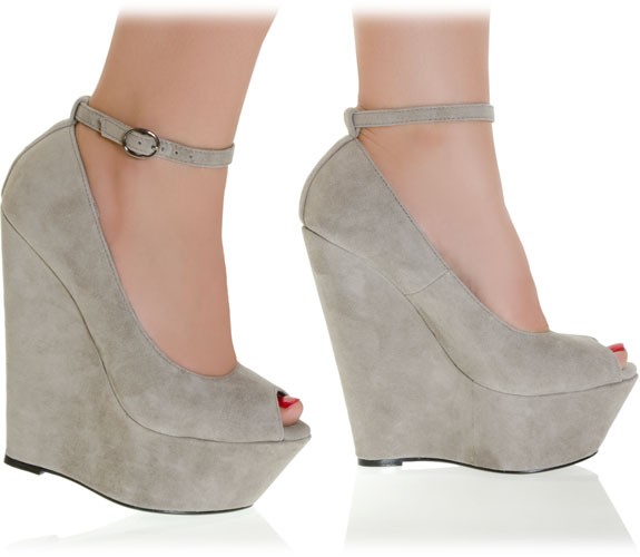 Heisse Echtleder Keil Peep-Toes