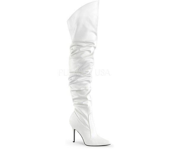Klassische High Heel Overknee Stiefel mit Raffung