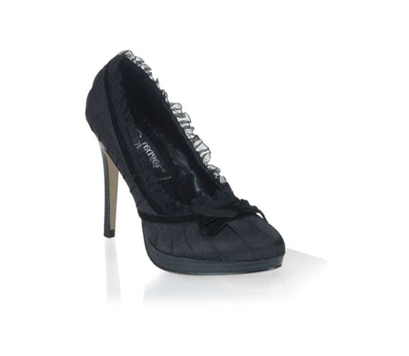 High Heels Satin Mini Plateau Pumps mit Rüschchen