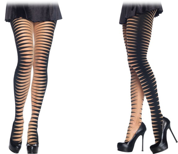 Hautfarbene Strumpfhose mit krallenartiger Musterung