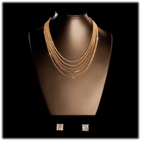 Elegantes Strass Stein Set mit Ohrstecker und Collier