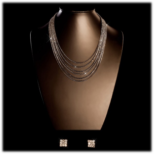Precious Rhinestone Set with Ear Studs and Necklace