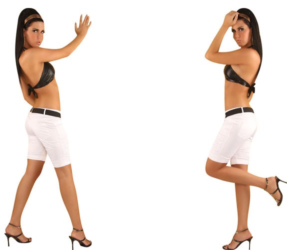 Kurze Hosen mit heisser Raffung