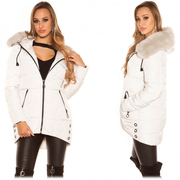 Trendy Wintermantel gesteppt mit abnehmbaren Kunstpelz