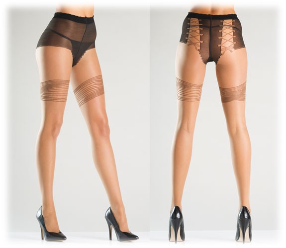 Transparente Strumpfhose mit Muster